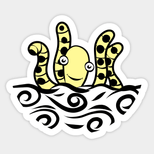 Friendly yellow Octopus Cartoon Sticker